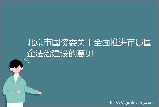 北京市国资委关于全面推进市属国企法治建设的意见